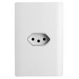 Conjunto Tomada 10A Horizontal 4x2 - Novara Branco Brilhante Cromado